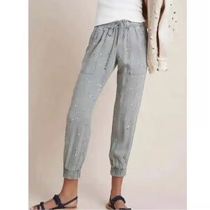 Anthropologie Cloth & Stone Gray Paint Splatter Drawstring Jogger Pants Size XS